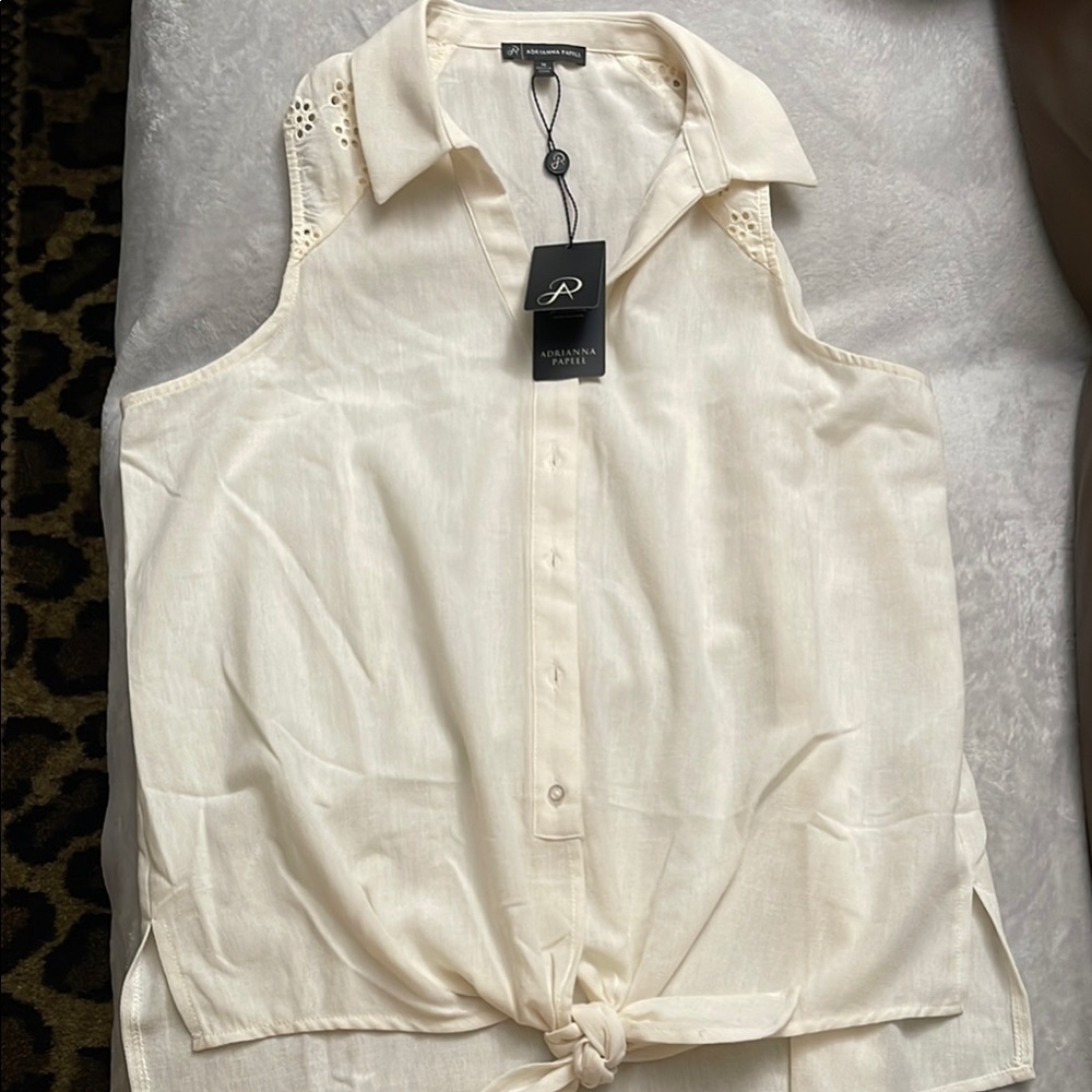 Cream Sleeveless Top by Adrianna Papell